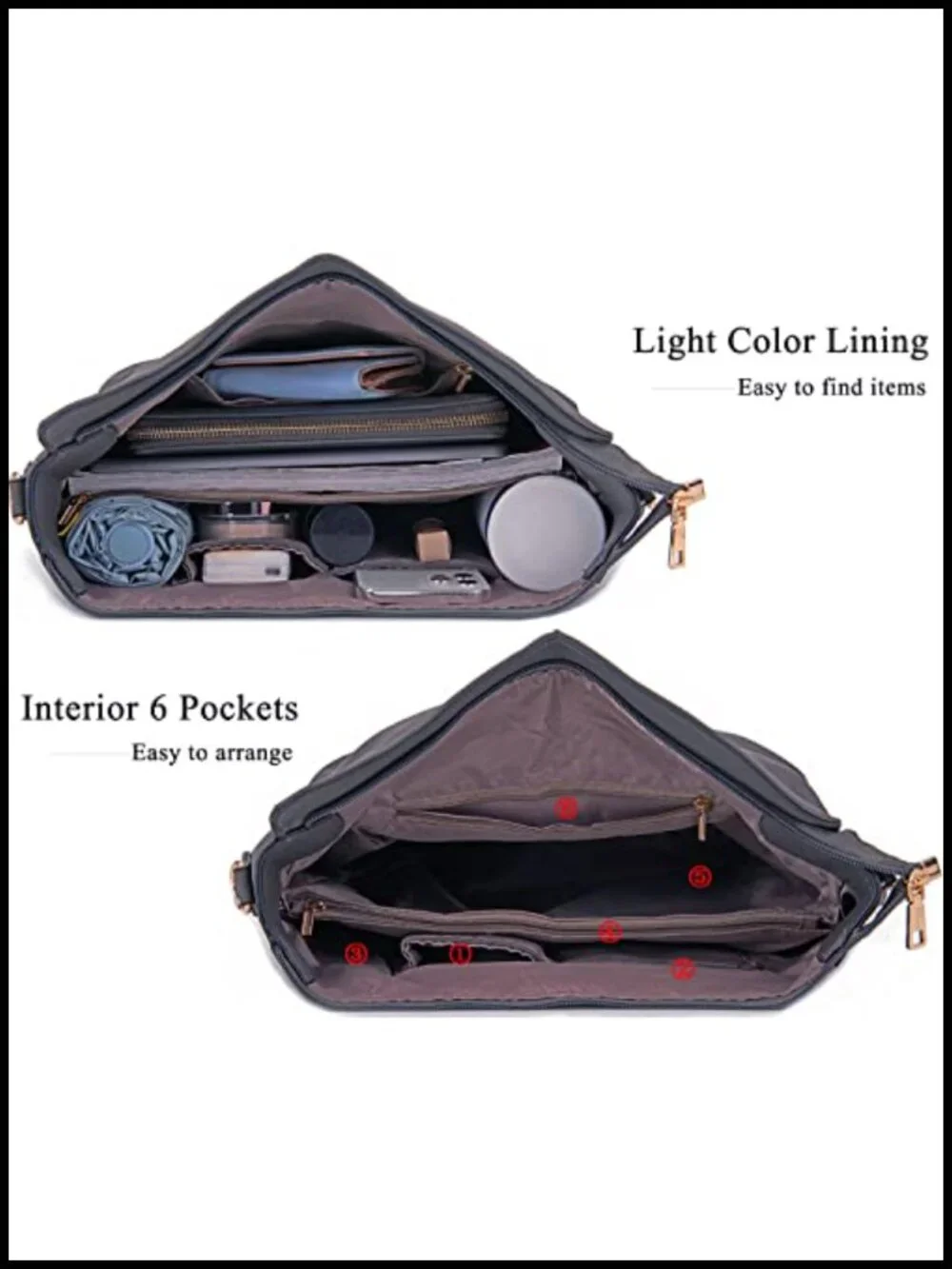 Large Crossbody Hobo Purse and Wallet Set - Faux Leather, RFID Blocking